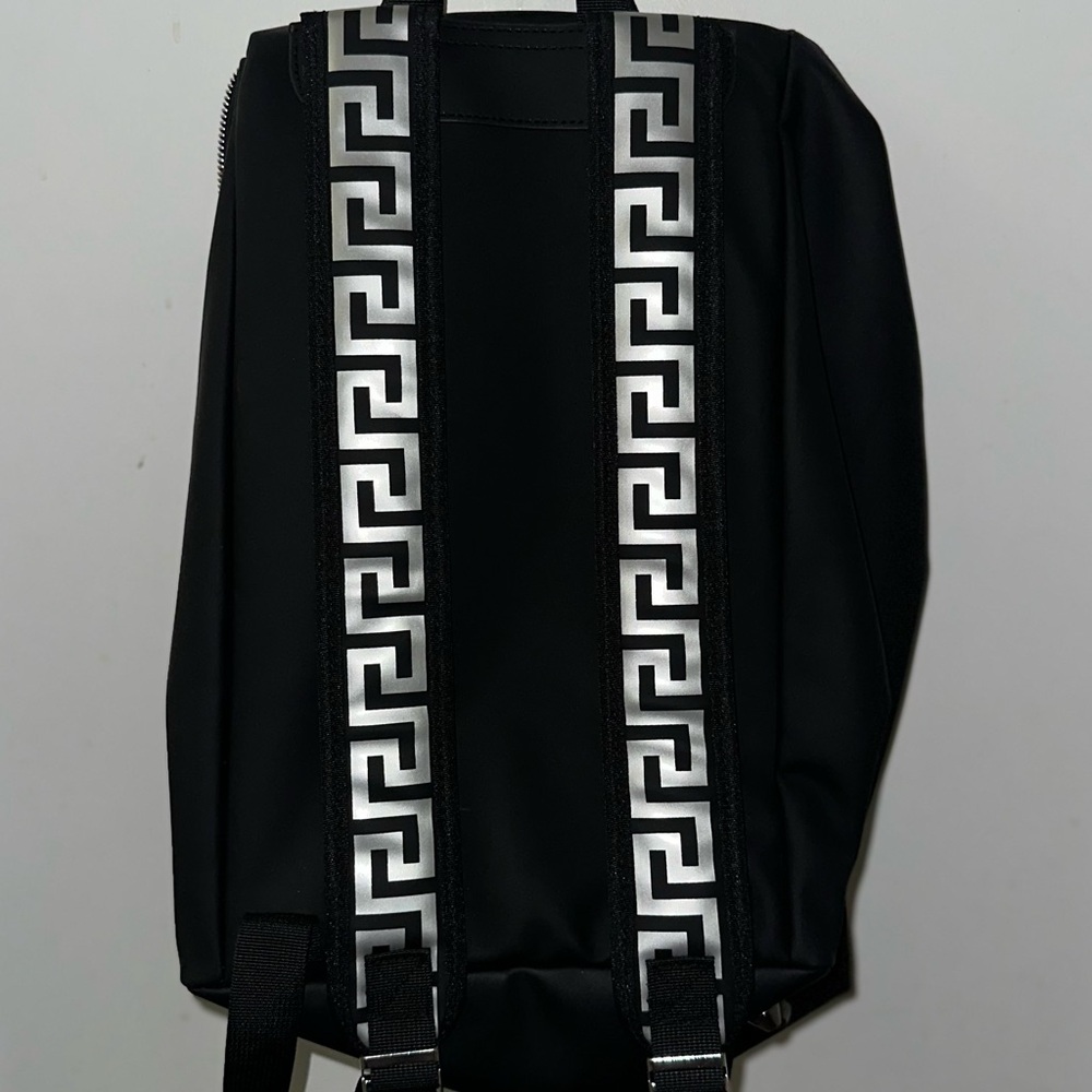 Versace Black and Silver Backpack